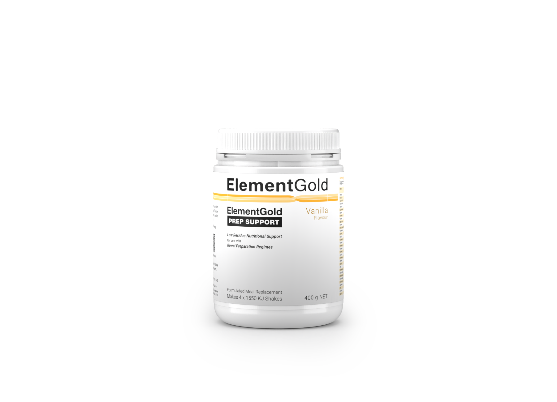 400g tub of ElementGold Prep Support, Vanilla Flavour